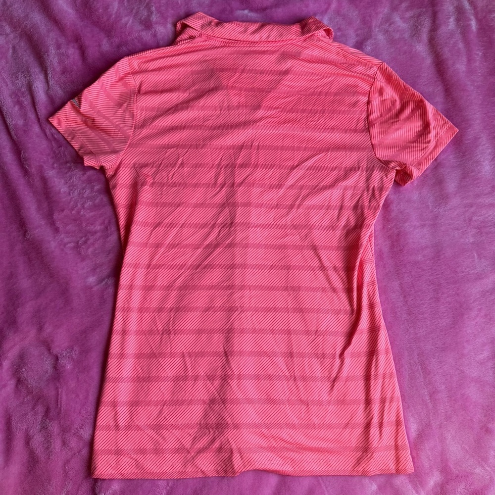 Nike Pink Striped Golf Short Sleeve Collared Top - Picture 6 of 6